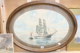 Chris Williams (English 20th Century School), The Cutty Sark under sail with steam tender, Signed,