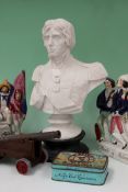 A group of items of naval interest and relating to maritime history, to include a bust of Nelson.