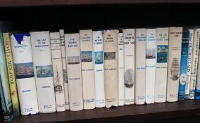 A group of books about historical naval ships, yachts, clipper ships etc.