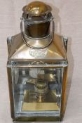 An antique all brass carriage lantern. With label “Viking” registered trade mark.