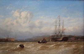 George Stainton (1838-1900), “Entrance to the River Itchen, Southampton” - shipping in choppy