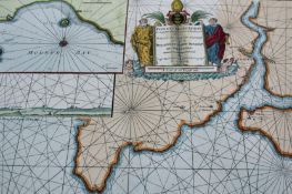 An 18th Century hand coloured sea chart. By Capt. Greenvile Collins, of Fowey and Mounts Bay.