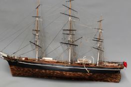 A scale model of the Cuttysark with copper stud clad hull and full rigging.110 cm long 65 cm high