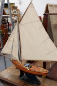 A pond yacht sailboat “The Bluebell” fully rigged with sails. 94cm high x 80cm long.