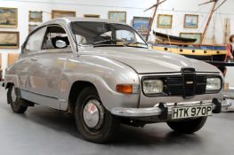 A Saab 96 V4. Silver Anniversary Edition HTK970P 1975, RHD. Only 300 of this edition ever