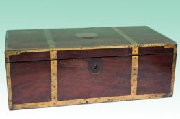 A George III campaign gentleman’s mahogany writing box with fitted interior and brass flush handles.