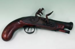 An 18th Century blunderbuss pistol. Signed “Nock” to the lock and “London” to top of bronze flared