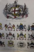 Seven various hand coloured engravings to include the Arms of the Livery Companies.