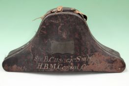 A 19th Century naval bicorn hat in tole case. Brass name plate.