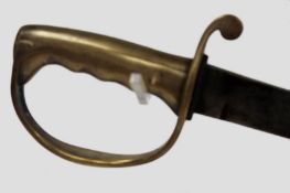 An 1850 Dundas Royal Artillery sword or Customs sidearm, 72cm slightly curved blade,