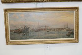 Bernard Finnegan Gribble (1873-1962) (ARR), Busy port scene, possibly Devonport, signed, oil on