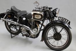 AJS model 26ss motorcycle, 487UXE 1937 350cc. Complete with file of past MOTS. Excellent condition.