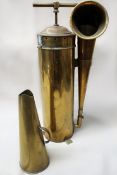 A rare solid brass hand pump fog horn by Newman & Field, Birmingham.