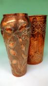 Two Art Nouveau copper vases. 29cm and 31cm high.