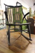 A good mid-century ebonised beech and bentwood rocking chair by Illum Wikkelso for N. Ellerson (