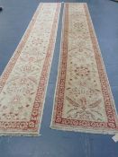 Two Oriental Zeigler design runners, 470 x 75cm.