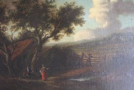 Continental School (19th Century), Figures in a landscape, oil on canvas, 30.5 x 44.5cm.