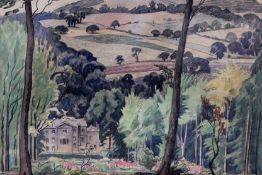 Ethelbert White (1891-1972) (ARR), Netley House, Sussex, c.1950, signed, watercolour and conte, 26 x