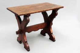 A 19th Century Provincial oak small tavern table on X-form supports. 92cm wide.