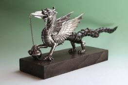 The Welsh Dragon trophy table lighter c.1937 by Walker and Hall inscribed Ye Dragon of Wantley