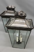 A pair of Contemporary Vaughan lighting hall lanterns of square tapered form, each 61cm high x 44.