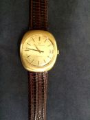 A rare Girrard Perregaux calibre 352 quartz watch c1972/3 .750 (18ct) gold case. Matte gilt dial and