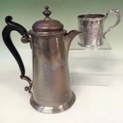 A silver coffee pot. Sheffield 1901. With ebonized handles. Together with a Victorian silver
