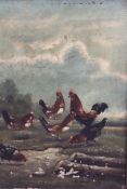 G. Lambert, Chickens in a landscape and chickens in a farmyard, signed, oil on canvas, a pair, 25