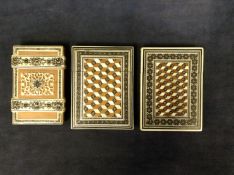 Two late 19th Century Indian Vizigapatum card cases together with another similar. (3)