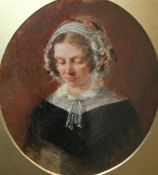 Joshua Hargrave Sams Mann (fl.1849-1884), Portrait of the artist’s mother, oil on panel, 17 x 14cm