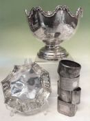A small silver pedestal rose bowl. London 1908. 8ozs, a silver bon bon dish. Sheffield 1904 together