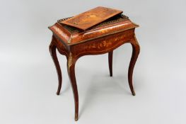 A 19th Century French rosewood marquetry inlaid jardiniere table with gilt brass mounts. Retaining