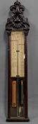 A Victorian Admiral Fitzroy form stick Barometer/ weather station with printed paper scale and