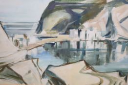 Terry McGlynn (1903-1973), Coastal town, signed, watercolour, 36 x 48cm.