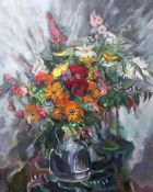 Philip Naviasky (1894-1983), Still life of flowers in a glass vase, signed lower right, oil on