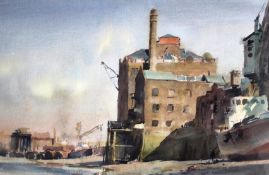 Trevor Chamberlain (b.1933) (ARR), “The Wharf at Rotherhithe”, signed and dated 1988, watercolour,