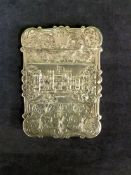 A Victorian silver castle top card case depicting Windsor Castle and Abbotsford House. Birmingham