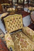 An Edwardian inlaid mahogany drawing room suite. Comprising two seater settee, six chairs,