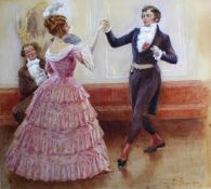 Ernest Prayter (1897-1914), The last dance, signed, watercolour, 25 x 27cm.