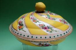 A Meissen covered bowl with yellow ribboned designs, possibly made from the Turkish market, the