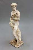 A composite stone garden figure of David after the antique. 119cm high.