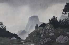 Hans Frank (1884-1948) Austrian, In the Alps - mountain scene with goat, titled in pencil and signed