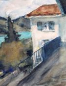 Leonid Pasternak (1862-1945) Russian, View at Schliersee, signed twice and titled, watercolour, 28.5