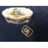 An early 19th Century black enamel and seed pearl memorial brooch, James Wilson 1837 together with a