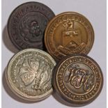 Tramway Buttons - qty 4 in total comprising: Rotherham Corporation Tramways nickel 26mm no maker;