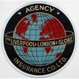 Circular Advertising glass Sign 'Agency The Liverpool & London Globe Insurance Company Ltd'. A