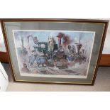 Cuneo Signed Limited Edition Print, framed & glazed, 'Caerphilly & Voletail Railway' 581/850.