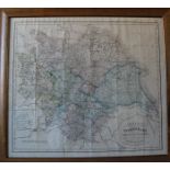 Cruchleys Railway and Station Map of Yorkshire, framed and glazed, 24" x 27". Undated but