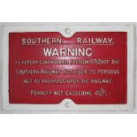 Southern Railway Cast Iron 40/- Trespass Sign. Face restored, rear chalked 'Wool Station Level