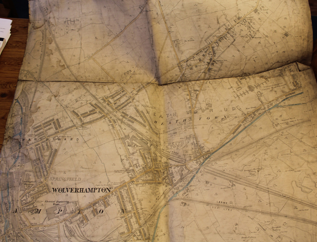 Early and very large scale Ordnance Survey Map of Wolverhampton town and immediate surrounds dated